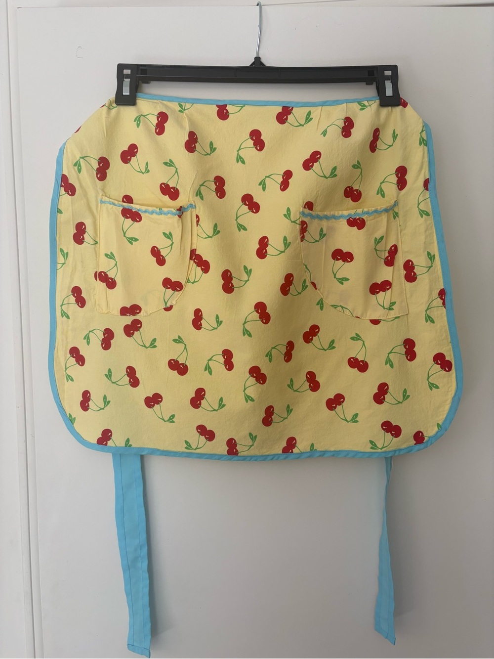Vintage Cherry Print Half Apron in Yellow and Red